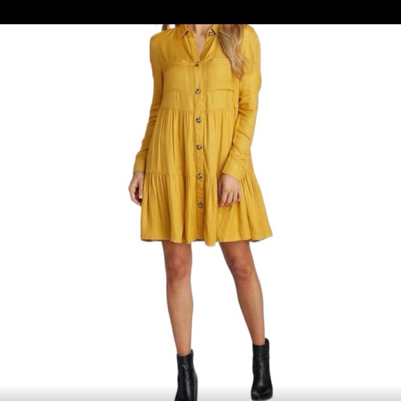 New SoHo Boho Tiered Long Sleeved Button Down Dress Women - Picture 1 of 13